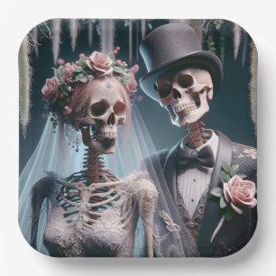Assiettes En Carton Mariés d'Halloween