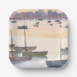 Assiettes En Carton Marina pour bateaux Baie océanique aquarelle