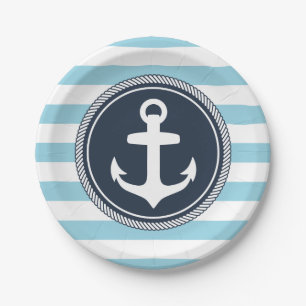 Assiettes En Carton Marine à répartition marine et bleu clair