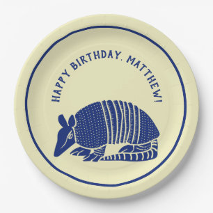 Assiettes En Carton Marine Bleu et crème Armadillo Parti personnalisé
