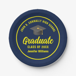 Assiettes En Carton Marine Blue Jaune Graduate Custom Party