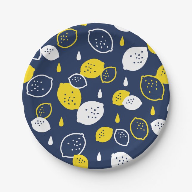 Assiettes En Carton Marine Blue Lemon Art - Refresh Citrus Design (Devant)