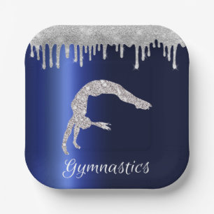 Assiettes En Carton Marine Blue Metallic Argent Sparkle Gymnastique