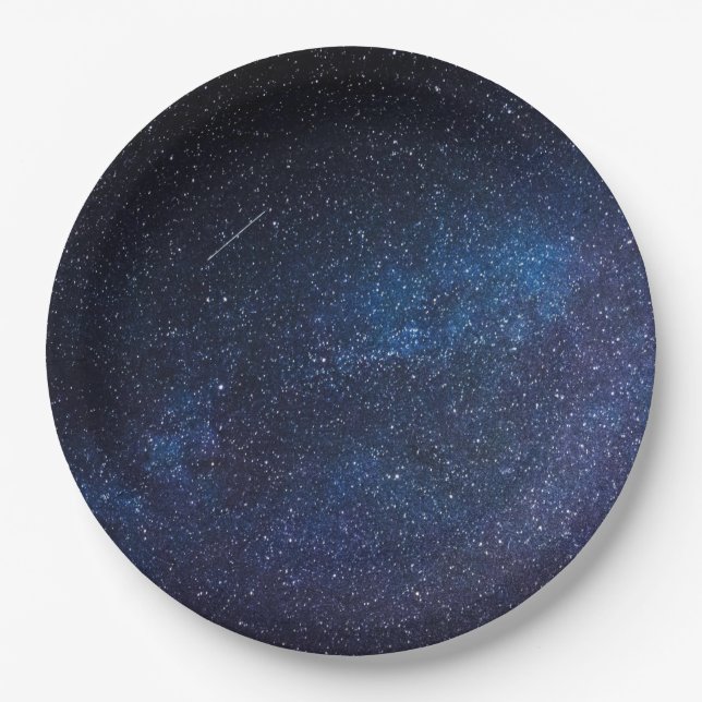 Assiettes En Carton Marine Blue Milkyway Nightsky Galaxy Anniversaire (Devant)
