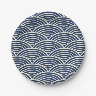 Assiettes En Carton Marine japonaise Vagues océaniques bleues