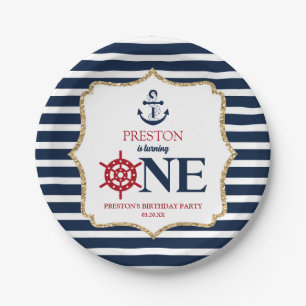 Assiettes En Carton Marine Nautique Bleu UN premier anniversaire fête