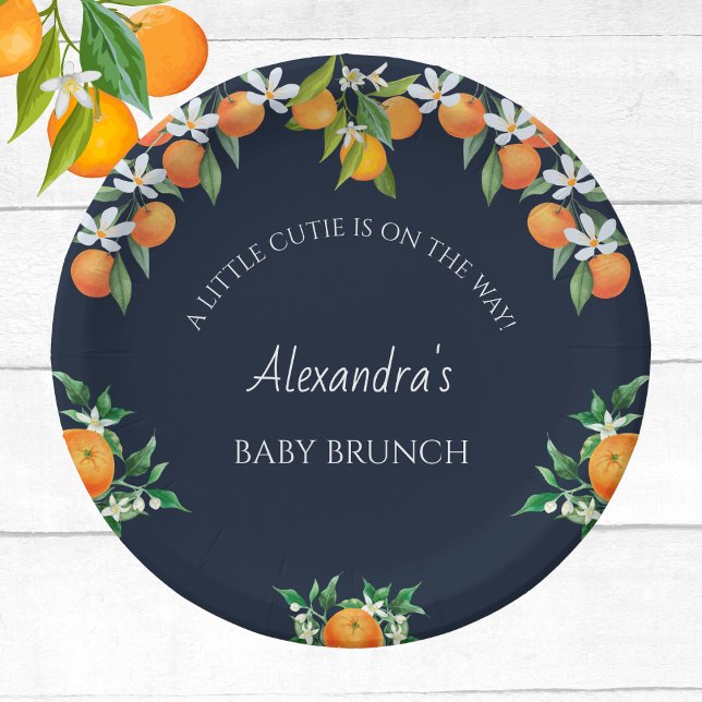 Assiettes En Carton Marine Un Petit Cutie Orange Citrus Baby Brunch (Créateur téléchargé)