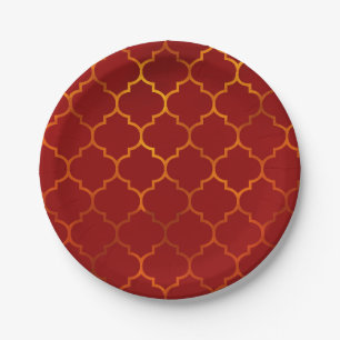 Assiettes En Carton Marocain Arabe indien royal de thème d'or rouge