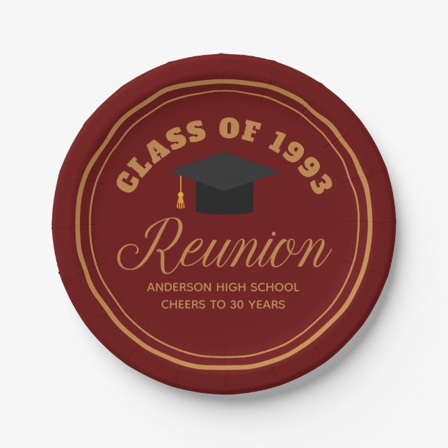 Assiettes En Carton Maroon Gold High School Réunion Parti personnalisé (Devant)