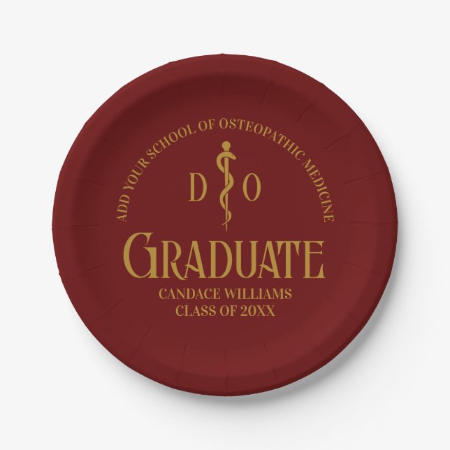 Assiettes En Carton Maroon Osteopathic Médicale School Graduation Part (Devant)