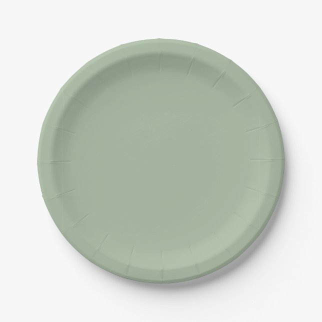 Assiettes En Carton Marque personnalisée verte Sage (Devant)