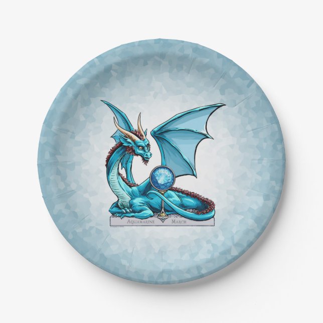 Assiettes En Carton Mars Dragon de Pierre de naissance : Aquamarine (Devant)