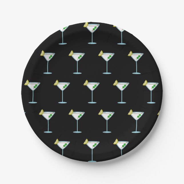 Assiettes En Carton Martini Amateurs De Cocktail Bar De Verre Alcool (Devant)
