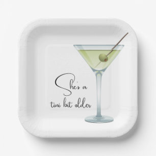 Assiettes En Carton Martini Anniversaire Sur Blanc