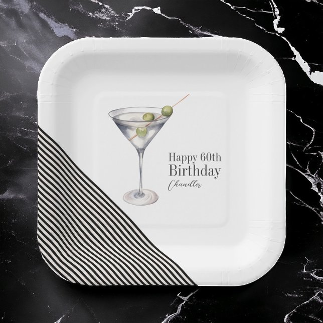 Assiettes En Carton Martini Cocktail 60e Anniversaire Plaques papier d (Créateur téléchargé)