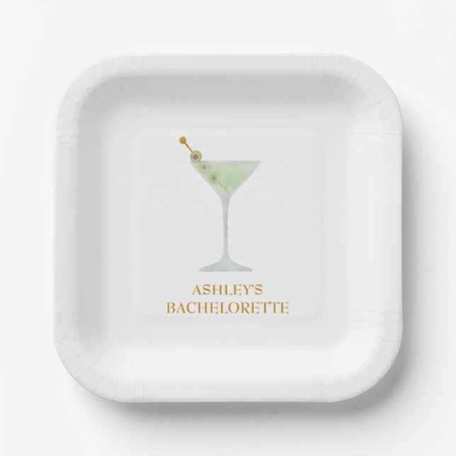 Assiettes En Carton Martini Cocktail Mariage Faveur Fête des mariées (Recto)