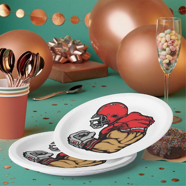 Assiettes En Carton Mascotte de guerrier de football robuste Muscle de (Créateur téléchargé)