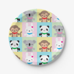 Assiettes En Carton Mascottes d'animaux Super Cute Kawaii