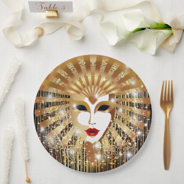 Assiettes En Carton Mask de la Fête du Venice Carnival (Mariage)