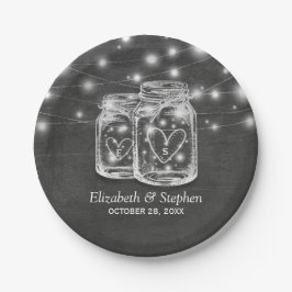 Assiettes En Carton Mason Jar String Lights Chalkboard Wedding shower