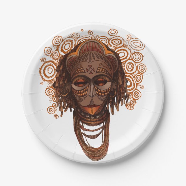 Assiettes En Carton Masque africain (Devant)