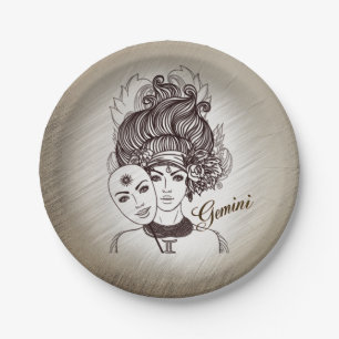 Assiettes En Carton Masque de Gémeaux Dame Zodiaque