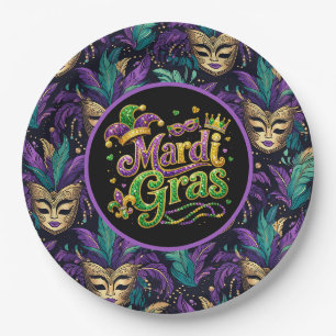 Assiettes En Carton Masque de Mardi Gras