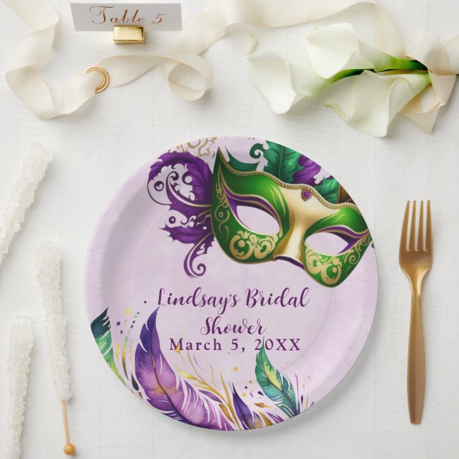 Assiettes En Carton Masque de Mardi Gras  (Mariage)