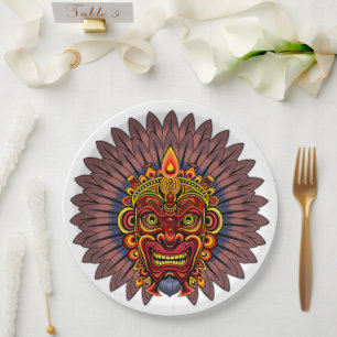 Assiettes En Carton Masque rituel du roi guerrier tribal