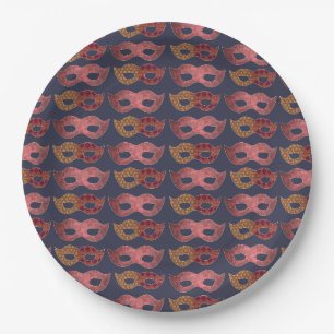 Assiettes En Carton Masques de mascarade de Bourgogne motif