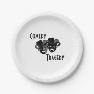 Assiettes En Carton Masques de théâtre comique et de tragédie