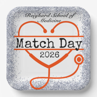 Assiettes En Carton Match Day Red 2026 Glitter Stethoscope Paper Plat