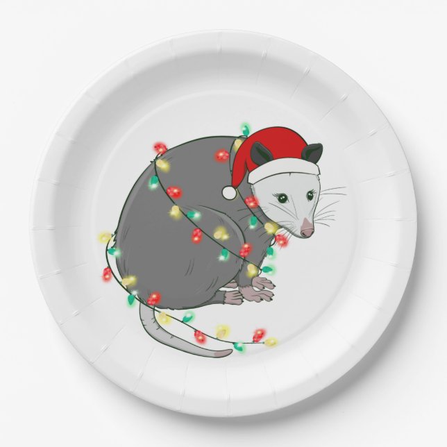 Assiettes En Carton mauvais Noël santa claus opossum (Devant)