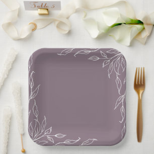 Assiettes En Carton Mauve Leaf Motif Thanksgiving Party