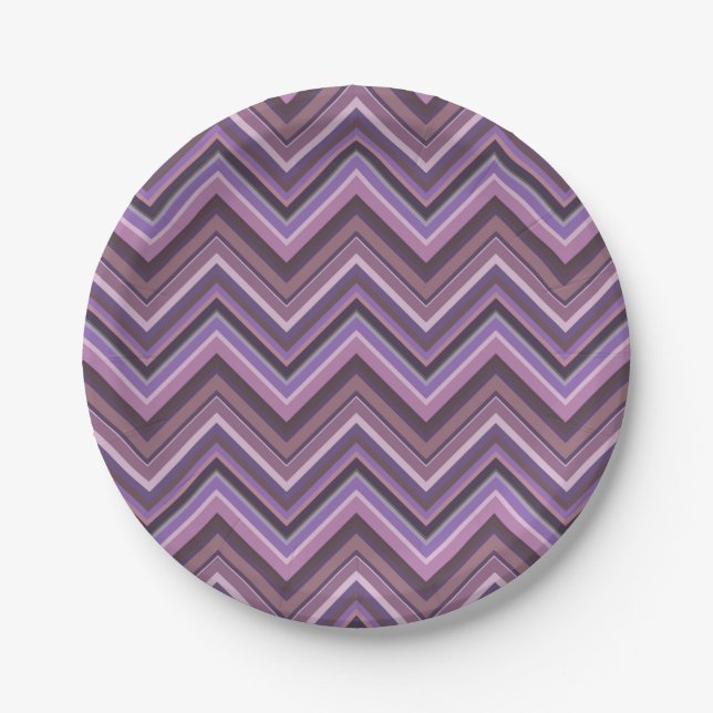 Assiettes En Carton Mauve zigzag stripes (Devant)