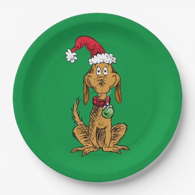 Assiettes En Carton Max the Dog in Santa Hat (Devant)