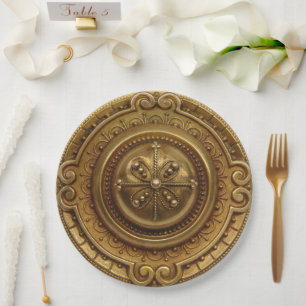 Assiettes En Carton Médaillon d'or