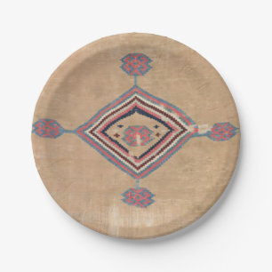 Assiettes En Carton Médaillon rose brun Bébé Cowboy bleu