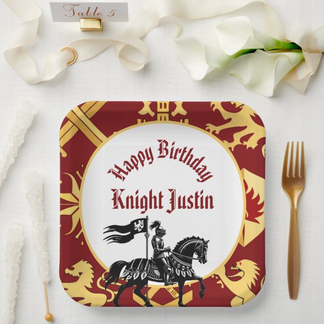 Assiettes En Carton Medieval Renaissance Knight Birthday (Mariage)