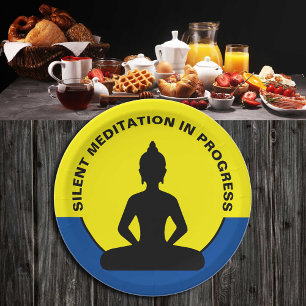 Assiettes En Carton Méditation SILENCIEUSE en cours & Bouddha Mindful