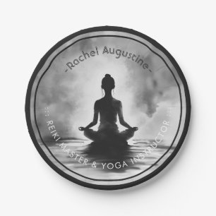 Assiettes En Carton Méditation Yoga Instructeur Lotus Pose Peinture à