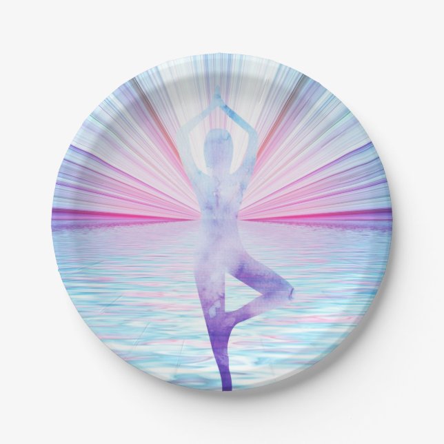 Assiettes En Carton Méditation Yoga Zen Pastel Couleur (Devant)