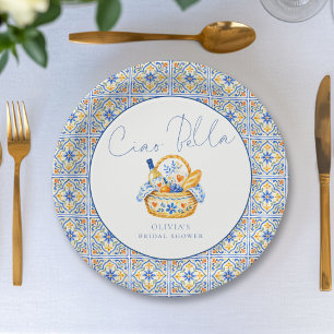 Assiettes En Carton Mediterranean Italian Ciao Bella Baby Shower de Ma