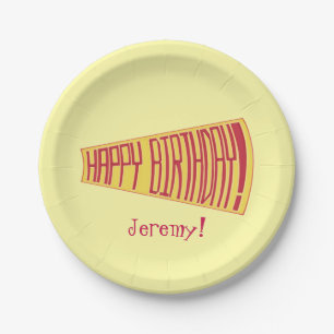 Assiettes En Carton Mega jaune Téléphone Plaques Papier Anniversaire