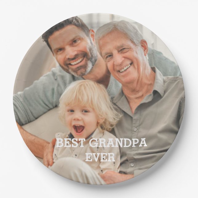 Assiettes En Carton Meilleur Grand-Père Jamais Photo Personnalisée Cré (Devant)