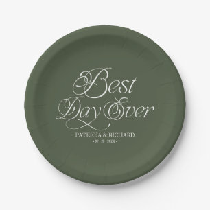 Assiettes En Carton Meilleur Jour de Tous les Temps Mariage Moderne Mi