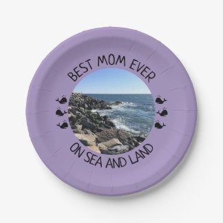 Assiettes En Carton Meilleure Maman Photo d'Océan Bleu