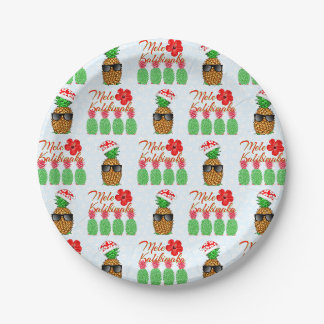 Assiettes En Carton Mele Kalikimaka Hawaiian Pineappy Joyeux Noël
