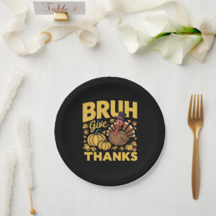 Assiettes En Carton Mème Bruh drôle de Thanksgiving dinde reconnaissan
