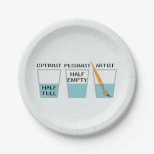 Assiettes En Carton Meme drôle à moitié plein en verre